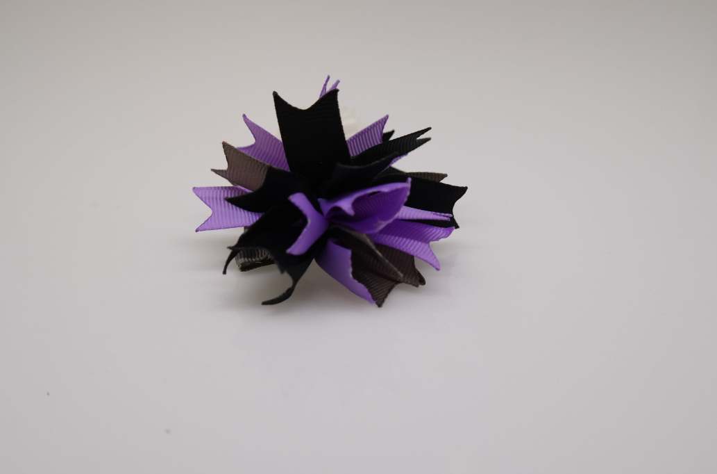 Small spike puff hair Bow with colors  Black, Hyacinth